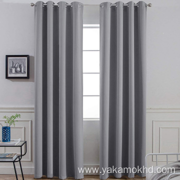 Grey Solid Blackout Curtains with Grommet